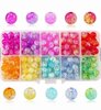 Crackle kralen tweekleurige acryl (8 mm) set 10 vakjes 