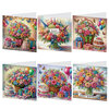 Diamond Painting verjaardagskaarten - Set van 6 stuks Happy Birthday Bloemen en Cadeaus (Partial met ronde steentjes)