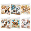 Diamond Painting verjaardagskaarten - Set van 6 stuks Happy Birthday Honden en Paarden (Partial met ronde steentjes)