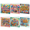 Diamond Painting verjaardagskaarten - Set van 6 stuks Happy Birthday Ballonnen en Taarten  (Partial met ronde steentjes)