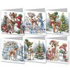Diamond Painting Kerstkaarten - Set van 6 stuks met Rendiertjes (Partial)