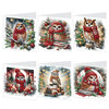 Diamond Painting Kerstkaarten - Set van 6 stuks met Uilen (Partial)