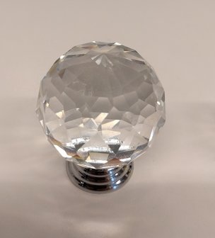 Deurknoppen 40 mm Zilveren voet Kleur Crystal