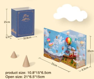 Book Nook - mini 3D wereld - Hot Air Balloon