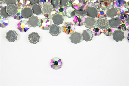 Bloemetje 6 mm Crystal AB Hotfix Rhinestones Figuren Superior kwaliteit (1028) (per 36 stuks)