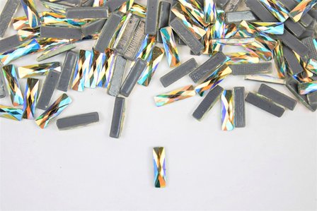 Rechthoekje 9 mm Crystal AB Hotfix Rhinestones Superior kwaliteit  