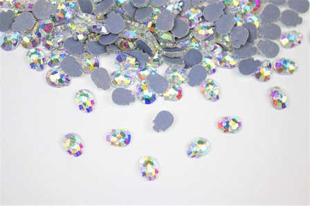 Doodshoofd 6x8 mm Crystal AB Hotfix Rhinestones Superior kwaliteit  