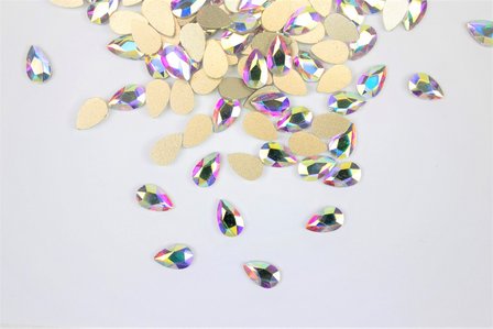 Bolle Druppel 5x8 mm Crystal AB Non hotfix Rhinestones figuren Superior Glamour kwaliteit  