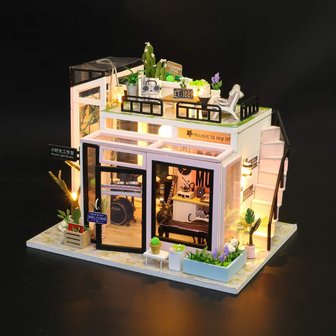 Mini Dollhouse - Muziekstudio - Houguang Studio by night