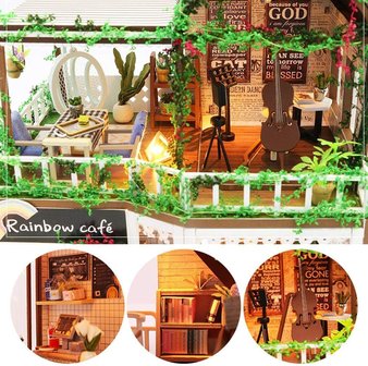 Mini Dollhouse - Shop - Rainbow Café dakterras met details