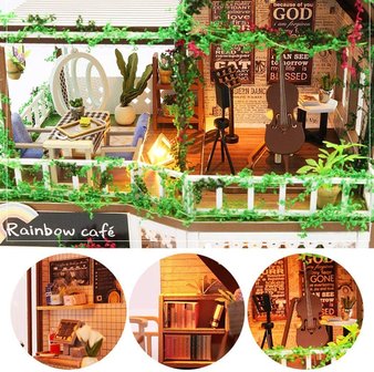 Mini Dollhouse - Shop - Rainbow Caf&eacute; dakterras met details