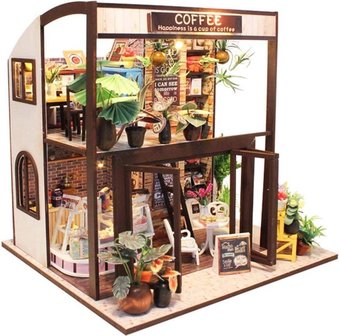 Mini Dollhouse - Shop - Coffee House schuin van voren