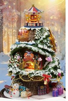 Mini Dollhouse - Draaiende muziekdoos - Snowy Wonderland sfeerfoto zonder stolp