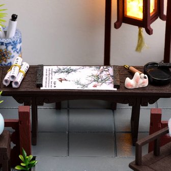 Mini Dollhouse - Cute Room - Chinese Courtyard / binnenplaats tekentafel