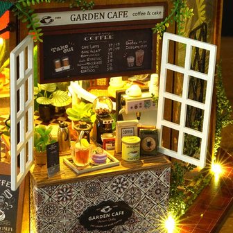 Mini Dollhouse - Shop - Garden Caf&eacute; vensterbank met dienblad