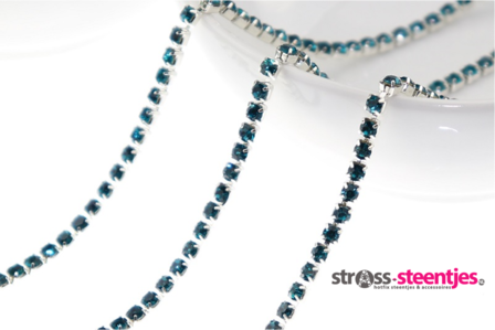 Strassketting 2.8 mm Blue Zircon Silver Cup 