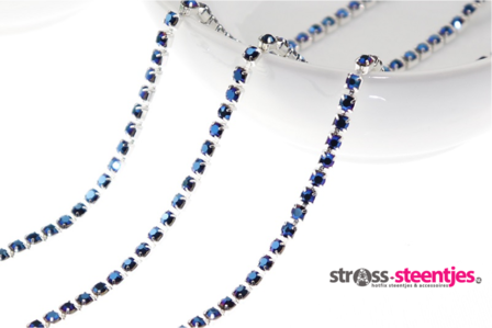 Strassketting 2.8 mm Capri Blue Silver Cup 