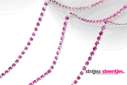 Strassketting 2.8 mm Fel Roze Silver Cup 