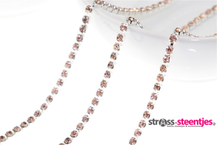 Strassketting 2.8 mm Light Peach Silver Cup 