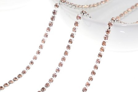 Strassketting 2.8 mm (SS10) Light Peach - Silver Cup 