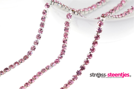 Strassketting 4 mm Light Rose Silver Cup 