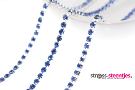Strassketting 2.8 mm Light Sapphire Silver Cup 