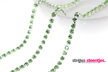 Strassketting 2.8 mm Peridot Silver Cup 