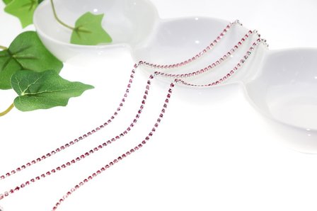 Strassketting 2.8 mm (SS10) Rose - Silver Cup (per meter)