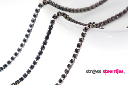 Strassketting 2.8 mm Smoked Topaz Black Cup 