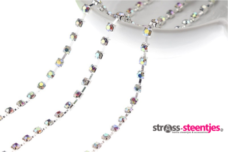 Strassketting 4 mm Crystal AB Silver Cup 