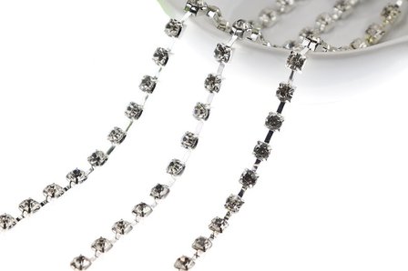Strassketting 5 mm (SS24) Crystal - Silver Cup (per meter)