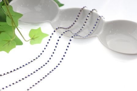 Strassketting 2.8 mm (SS10) Blue - Silver Cup (per meter)