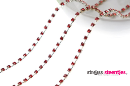 Strassketting 2.8 mm Red Silver Cup 