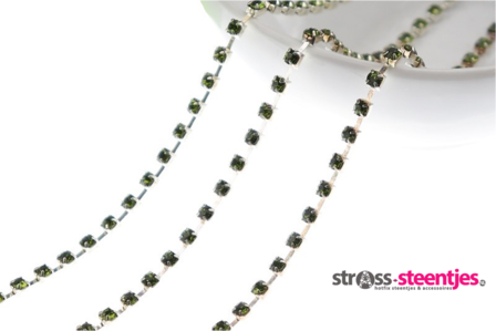 Strassketting 2.8 mm Green Silver Cup 