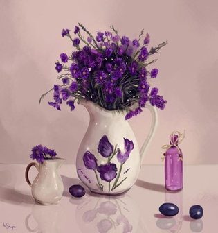 Lavendel in een vaas 30x32 cm