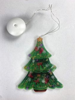 Diamond Painting raamhanger met verlichting - kerstboom met slingers 17,5x21 cm