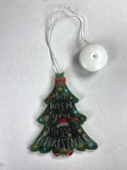 Diamond Painting raamhanger met verlichting - kerstboom met We Wish You Merry Christmas 17,5x21 cm