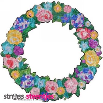 Diamond Painting hanger met verlichting - krans met bloemen 25x26 cm