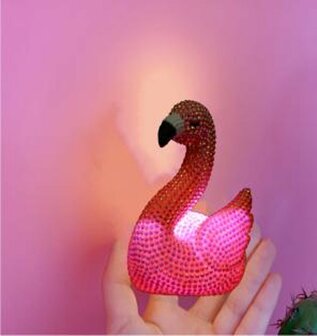 Diamond Painting  - 3D Lampje Roze Flamingo