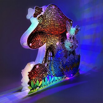 Diamond Painting Paastafereeltje met verlichting - Paddestoelhuisje met paashaas