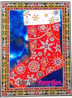 Diamond Painting pakket - Kerstsok met speciale vormstenen 30x40 cm (Special)