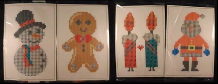 Diamond Painting Stickers - Set Grote Kerstfiguurtjes (o.a. kaarsjes) - 4 stuks 