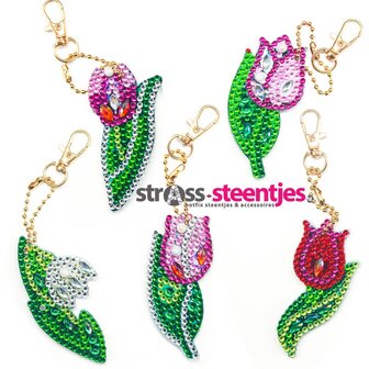 Diamond Painting Sleutelhangers Tulpen (Set 5 stuks)