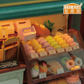 Mini Dollhouse - Shop - Paris Coffee and Cake Shop gebakvitrine