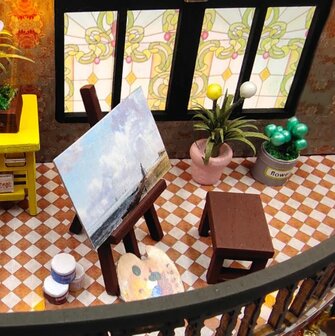Mini Dollhouse - Villa - Dream Building Pavilion atelier met schilderij