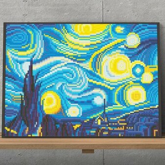 Diamond Painting pakket - Van Gogh de Sterrennacht  - Glow in the Dark 30x40 cm (Full)
