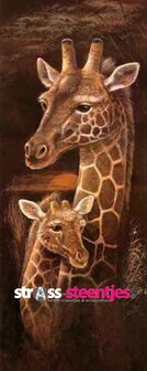 Diamond Painting pakket - Giraffe met jong 30X75 cm (full)