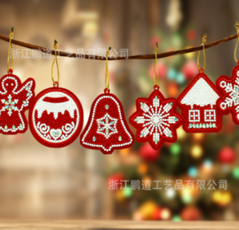Diamond Painting hangers voor in de kerstboom - Rode platte kerstfiguren karton (10 stuks) aan een lijn