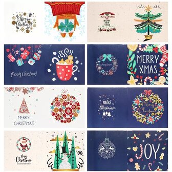 Diamond Painting Kerstkaarten - Set van 8 stuks inclusief o.a. Joy (Partial)