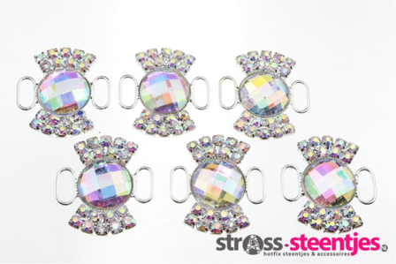 Non-hotfix kleine Bikini connector - Crystal AB (107) met logo